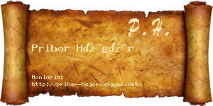 Priher Hágár névjegykártya